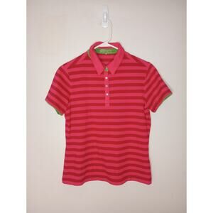 Nike Golf Fit Dry Pink Striped Short Sleeve Athletic Sport Polo Shirt  M 8-10
